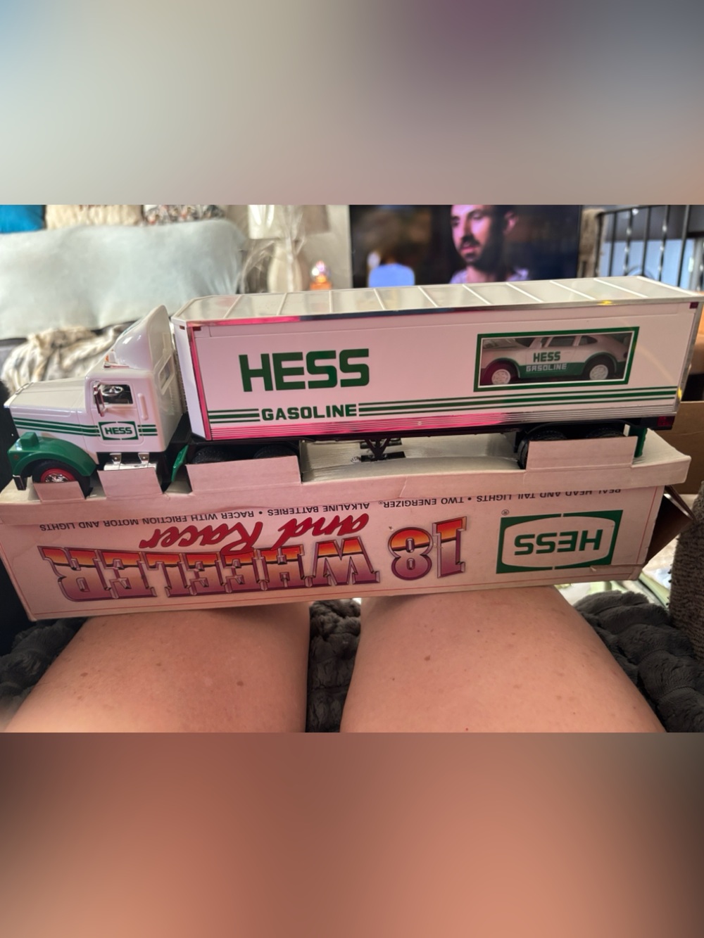Hess 18 Wheeler and Racer Toy Truck - White and Red
